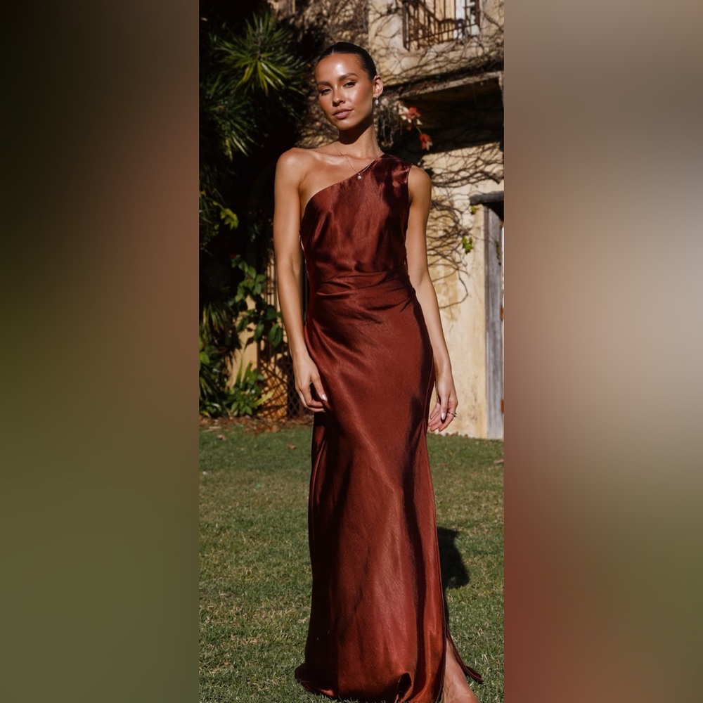 Elegant RUST Satin Dress